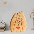 Wooden Family Puzzle Bears Personalised Bear Family Wooden Art Puzzle in Heart Shape Animal Puzzle for Kids 3 Years Old and Up. 