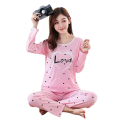 MK Garments - Heart Love Printed 2 Piece Pajama Set Women Two-pieces Long Sleeve Sleepwear Home Wear Night Suite For Girls Women. 