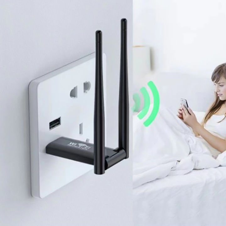 USB 2.4G 300Mbps Wireless WiFi Repeater, Long-Range Wi-Fi Signal Booster with Access Point Mode