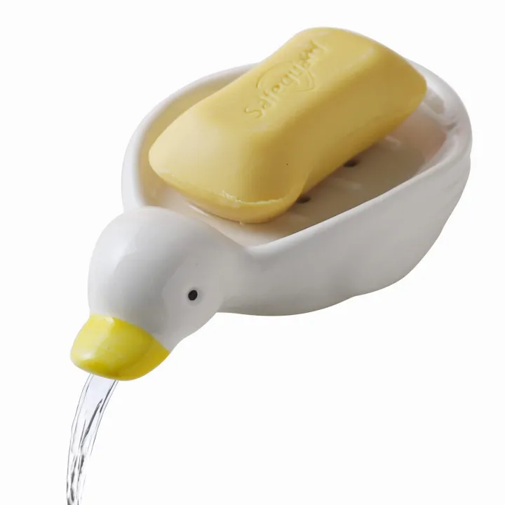Soap%20Dish%20Self%20Draining%20Soap%20Holder%20Cute%20Duck%20Shape%20Soap%20Rack%20for%20Shower%20Bathroom%20Tub%20Kitchen%20Sink%20CeramicTray%20Holder%20(Duck)%20-%20Image%205
