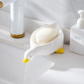 Duck Shape Ceramic Soap Box Cartoon Soap Dish Drainable Soap Holder Container Bathroom Accessories. 