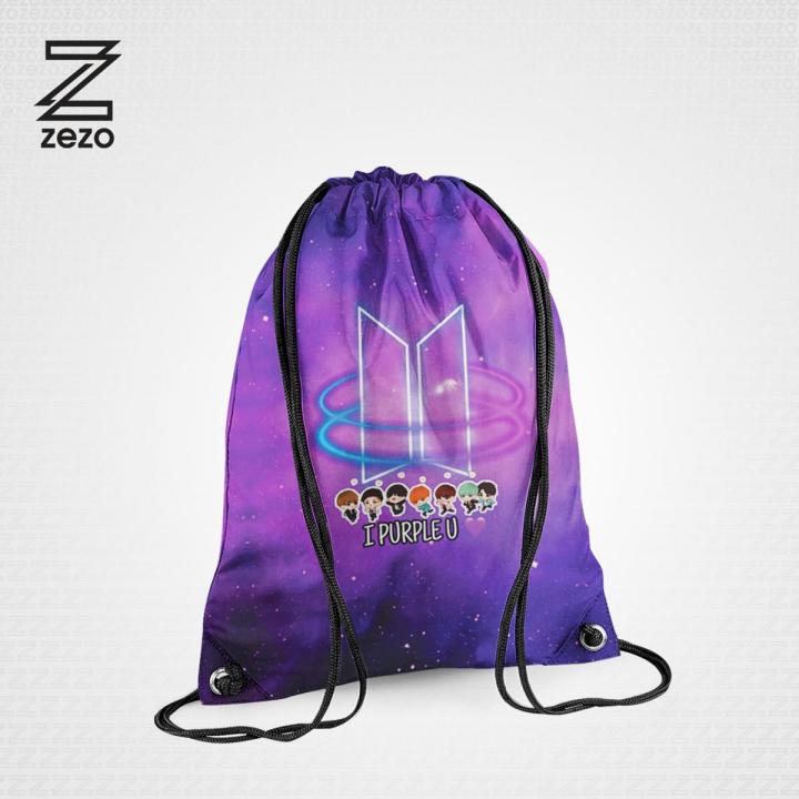 Black Drawstring Bag Digitally printed on Cloth For (Boys & girls)  By Zezo