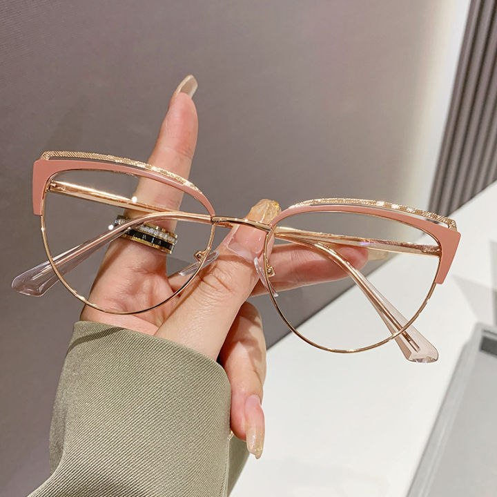 Cat Eye New Girl Glasses Frames New Metal Anti-blue Light Women
