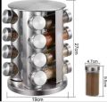 Stainless Steel Revolving Spice Masala Jar Rack (16 pcs. Jar Set). 