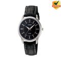 Casio Enticer Black Dial with Black Leather Strap Women's Watch - LTP-1303L-1AVDF. 