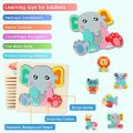 Wooden Animal 3D Puzzle Game for Toddlers 1 2 3 4 Years Old School Boys Girls Animal Jigsaw Toddler Puzzle Games Toddlers Developmental Montessori Learning Educational Preschool Toys Gift for Kids Children Puzzle Toys. 