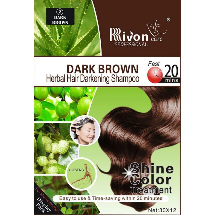 Rivon Herbal Hair Darkening Shampoo  (Dark Brown) (BOX)