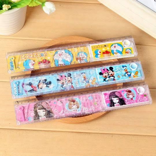 Multi-Function 20cm Long Ruler Scale with Ball Game & Puzzle game-pack of 2-school & office stationery