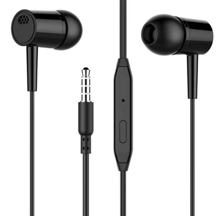 Black In-Ear Headphones, High Bass Sound, Universal Handsfree with 3.5mm Connector, Compatible with Android and Windows