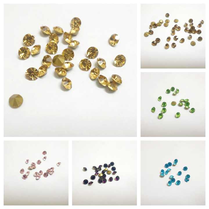 30 Pcs Point Back Shiny crystal , Chandla Sitara, Stone Rhinestone Beads DIY Sewing 6mm