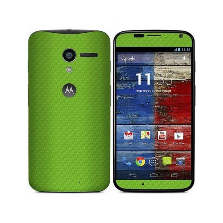 MOTO X Green Carbon Fiber Texture Mobile Skin
