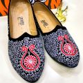 Black Silver Golden Nagra Loafers for Men. 
