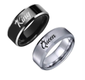 Customize Single Name Ring With Gift Box (Pack Of 2 Rings) Black and White Color. 