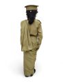 khaki Army Saree uniform for Girls (7-12 yrs). 