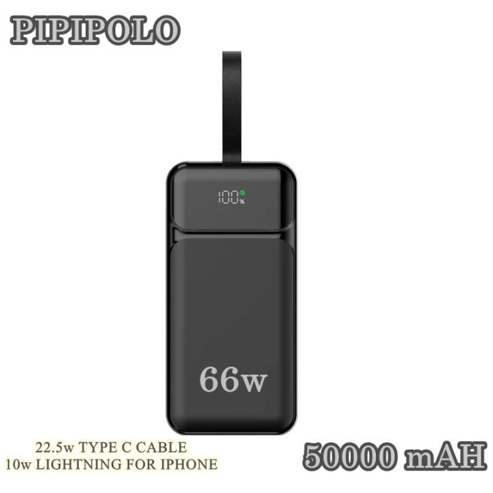 PIPIPOLO P50 50000mAh 66W PD High-Speed Power Bank, USB-C Fast Charging Portable Charger with 5 Outputs & LED Display, Compatible with iPhone, Samsung, Oppo, Vivo