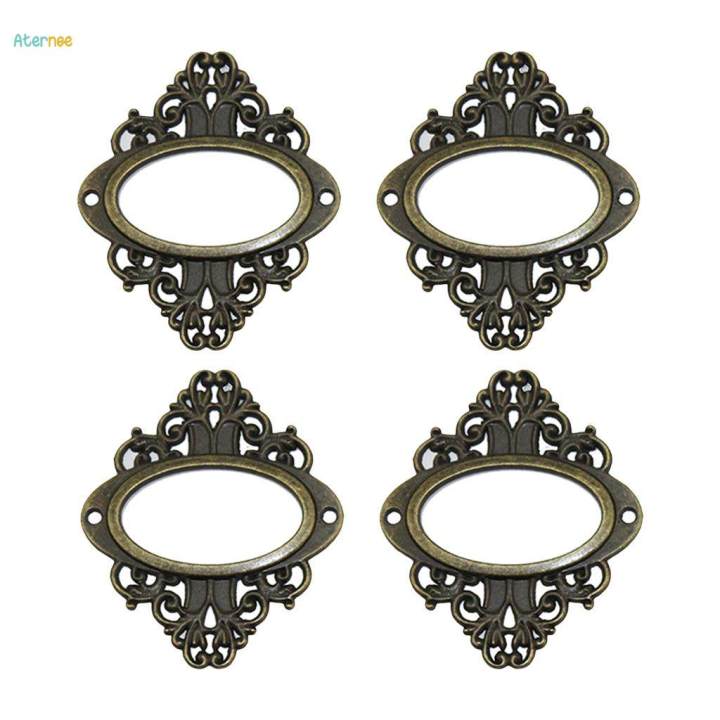 2x 4PCS Vintage Drawer Label Tag Frame Label Holder Pull Handle