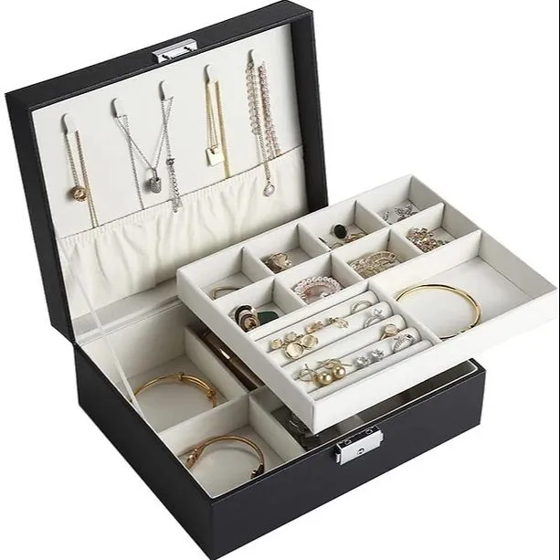 Jewelry%20organizer%20Box%20-%20Women%20Display%20Storage%20Case%20Large%20PU%20Leather%20Jewelry%20Holder%20with%20Lock%20for%20Earring%20Ring%20Necklace%20Bracelet%20-%20Image%202