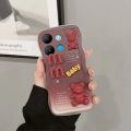 3D Wavy Gradient Baby Bear With Wristband Phone Case for Infinix Smart 7 Smart 6 HD Smart 6 5 4 Note 12 Note 11 10 8 Case Cover. 