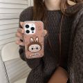100% Quality+COD Brown Labu cloth wristband phone case suitable for iPhone 16/1514/13 Promax double-layer hard shell hand-held chain hanging rope. 