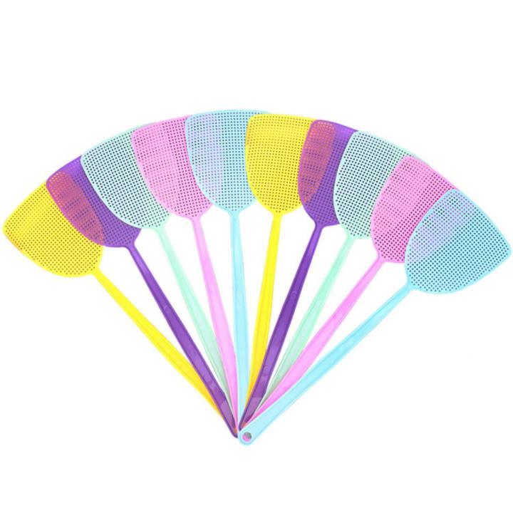 Fly Swatter 10 Pack Plastic Long Handle Fly Swat Manual Swat Pest Control for Flies and Mosquito Multi-Color Random