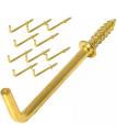 2-1/2" Copper Plated Self-Tapping Right-Angle L Shape Screw Hook for Home, Workplace, Office Gold Tone, Square Bend Hooks Self-Tapping Screws Hooks, Pack Of 10, 20, 50 And 100. 
