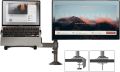ENRG NB North Bayou H180 Dual Arm 2 in 1 Combo Laptop Mount with Adjustable Tray for 10-17” Notebook Full Motion Monitor Desk Mount Arm Stand Full Motion Swivel Monitor Arm with Gas Spring for 17 - 32 Inches LCD And Monitor. 