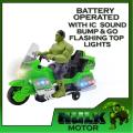 Marvel Avenger Super Hero Hulk - Battery Operated Motorcycle with IC Sound and Flashing Lights. 