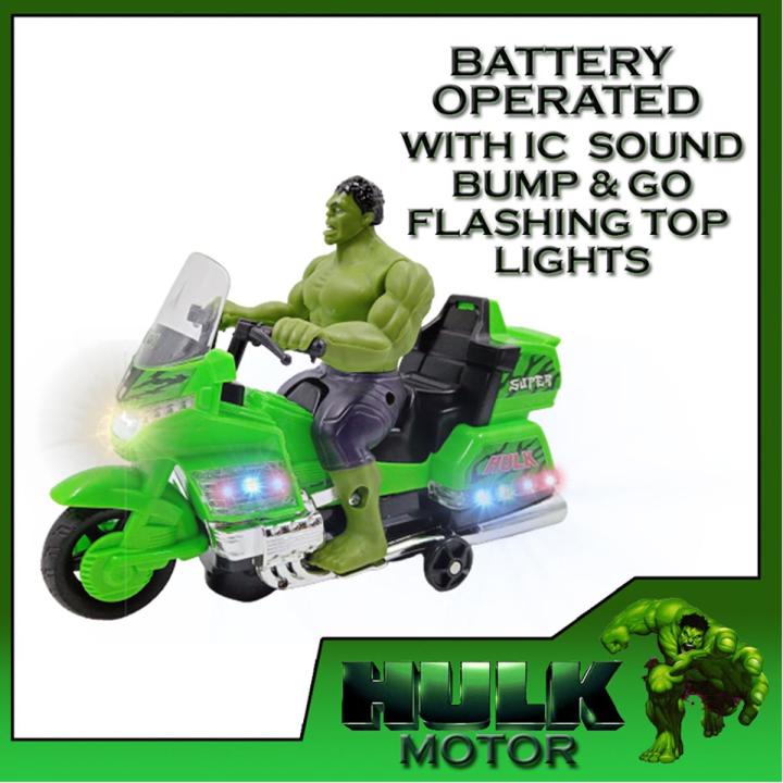 Marvel Avenger Super Hero Hulk - Battery Operated Motorcycle with IC Sound and Flashing Lights