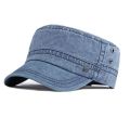 Vintage Classic Flat Top Mens Washed Caps And Hat Adjustable Fitted Cap Summer Solid Color Military Hats For Men. 