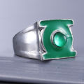 Fashion Superhero Green Lantern Ring Silver Plated Ring For Men Replica Men Jewelry Class Ring Gifts. 