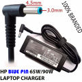 Hp Laptop Charger Blue Pin 65w/90w 18.5v 19.5v 3.25a 4.62a 100% Original Branded Adaptor. 