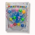 HAPPY BIRTHDAY CANDLES IN MULTI COLOR STARS SHAPE - MULTICOLORS CAKE DECORATION CANDLES - WORDS CANDLES - 13 PCS CANDLE SET. 