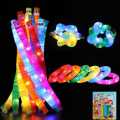 8 Pack LED Light Up Pop Tubes Sensory Fidget Toys Party Favors for Kids Glow in The Dark Fidget Tubes Pull and Stretch Tubes. 