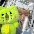 Kpop Idol NCT WISH Yushi Plush Keyring Green Cat Doll Stuffed Toys. 