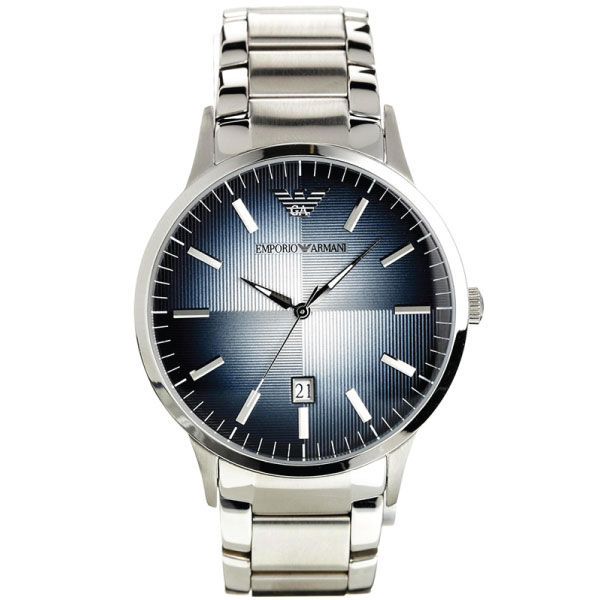 Emporio Armani Classic Brown Leather Strap Silver Dial Chronograph Quartz Watch for Gents - AR2471