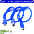 30cm 1.64FT USB Cable for Uno R3/Nano/MEGA 2560/Leonardo/Pro Micro/DUE High Quality Mini / Micro USB 0.3M for Arduino by Electrica. 