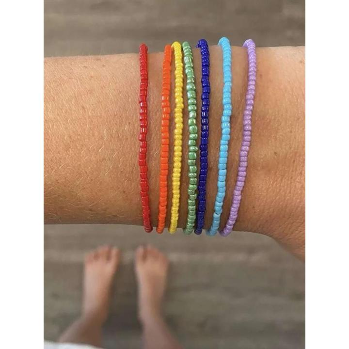 7 Pcs beaded bracelet cute simple dainty jewelry customize