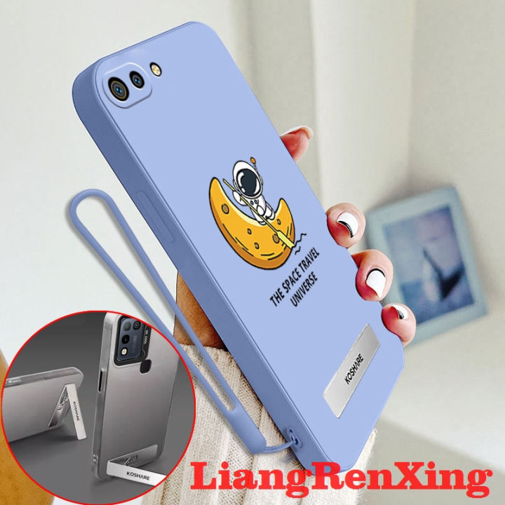 Casing oppo a1k OPPO A3S OPPO A12E phone case Softcase Liquid Silicone Protector Smooth shockproof Bumper Cover new design astronaut with holder aesthetic YTXJCB01