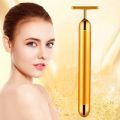 24K Gold Roller Vibrating Facial Massager Slimming Facial Skin Beauty Bar Pulse Firming Face Massage Lift Tightening Wrinkle Bar. 