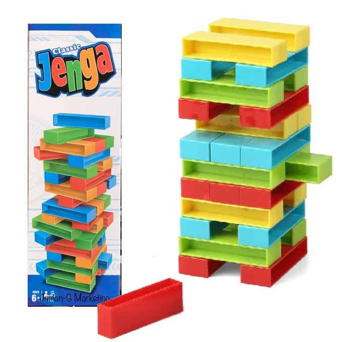 Planet X - Miniature Jenga Tower - 45 Vibrant Stacking Blocks