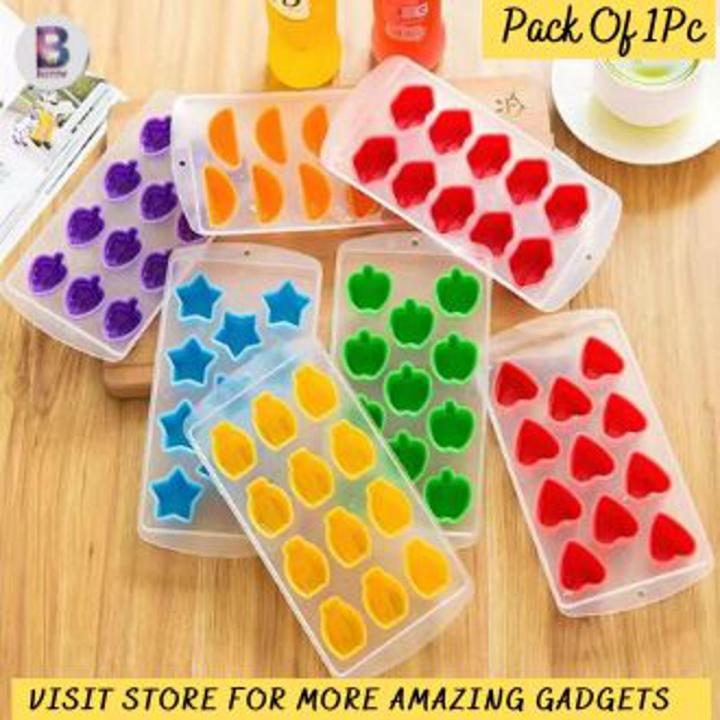 Silicon Ice Cubes Tray Multipurpose Fruit Shapes Ice Cube Tray Cute Silicone Chocolate Mold Maker Ice Cube Tray Freeze Mould Bar Pudding Jelly Color Random