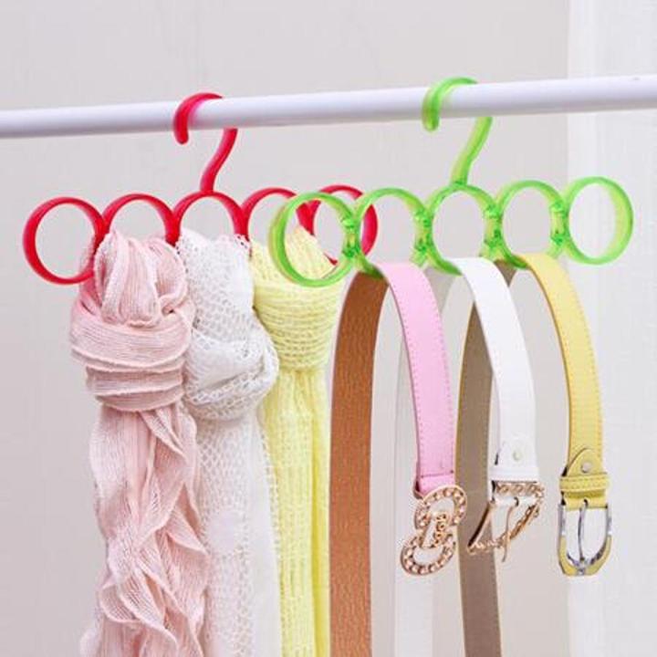 Single Line Acrylic Hanger Plastic Ring Hanger for Scarf, Shawl, Tie, Belt, Closet Accessory Wardrobe Organizer