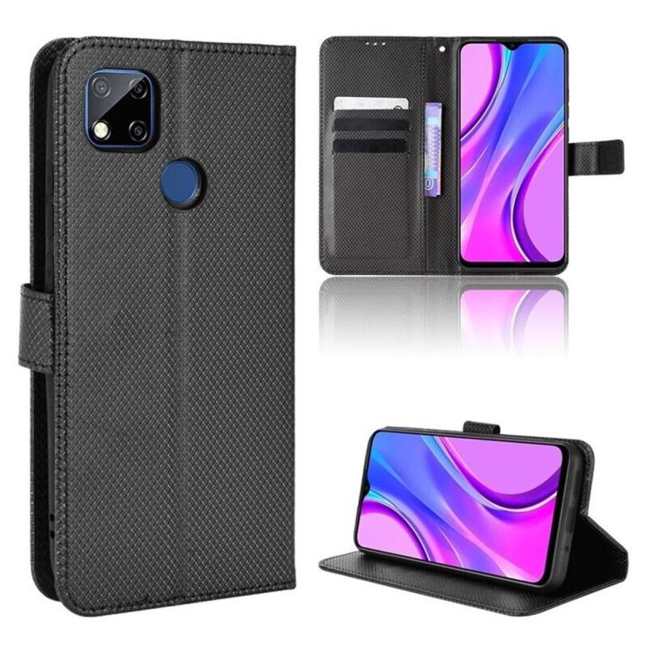 Cover Portafoglio Per Xiaomi Redmi 9C / 9C NFC – Custodia Flip In Pelle PU E TPU Con Slot E Supporto – Stile Retrò Nero