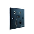 Multifunctional Media Wall Socket Outlet, Multimedia Wall Plate - Black (USB, VGA, HDMI, Internet, Audio). 