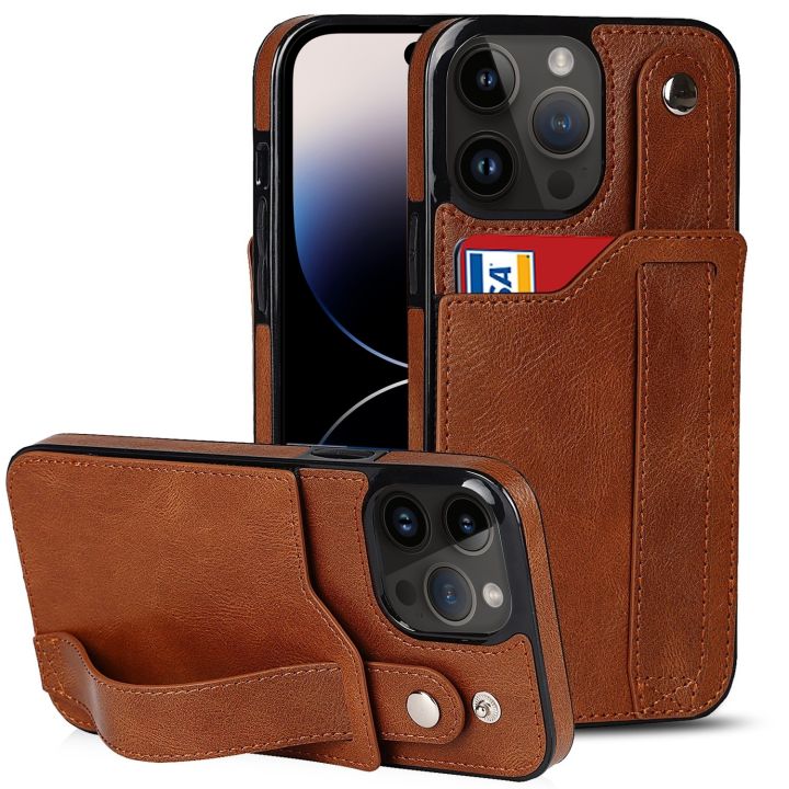 For iPhone 14 Pro Wrist Strap Holder Phone Case