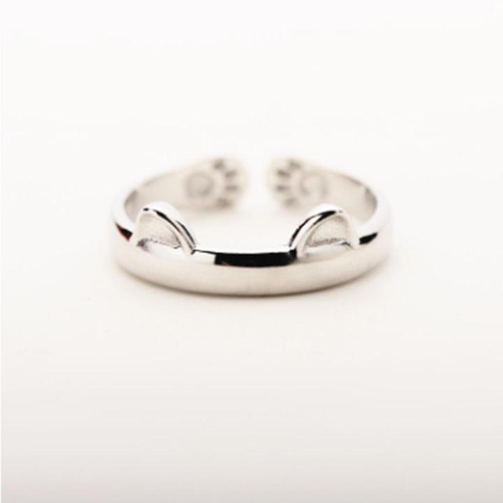 Silver Plated Cat Ear Ring Design Cute Fashion Jewelry Cat Ring For Women Young Girl Child Gifts Adjustable Anel Wholesale