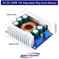 DC-DC 200W 12A Constant Current Adjustable Step Down Module Buck Converter DC 5-40V Power Voltage Board Short Circuit Protection Voltage Regulator for Car. 