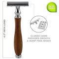 Double Edge Razor for Men, Natural Wood Handle Safety Razor with All Metal Waterproof Head, Classic Long Handle Double Edge Safety razor,. 
