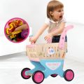 Hot Sale Kids Role Play Toy Wooden Shopping Cart Supermarket Cheap Shopping Trolley. 
