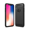 For iPhone XR Brushed Texture Carbon Fiber Shockproof TPU Protective Back Case. 